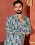 Blue Grey Kurta 14 kg Heavy Rayon Pant Closure View