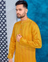 Bee Yellow Kurta Heavy Jacquard Silk Pant Closure View