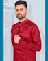 Red Wine Kurta Heavy Jacquard Silk Pant Closure View