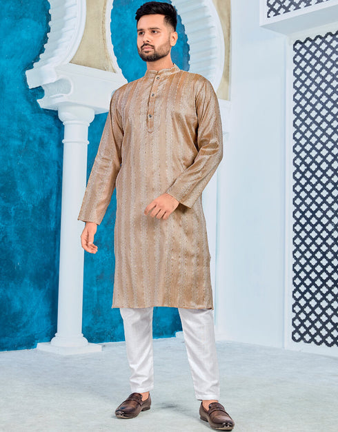 Sorrell Brown Kurta Heavy Jacquard Silk Pant