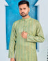 Thistle Green Kurta Heavy Jacquard Silk Pant Closure View