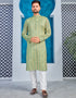 Thistle Green Kurta Heavy Jacquard Silk Pant