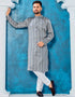Cool Grey Kurta Heavy Jacquard Silk Pant