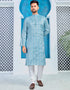 Cloudy Blue Kurta Heavy Jacquard Silk Pant