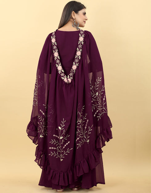 Blackberry Designer Party Wear Readymade Gown With Shrug Salwar Kameez