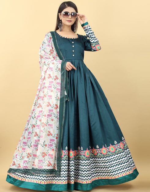 Blue Dianne Designer Party Wear Readymade Gown With Dupatta Closure View