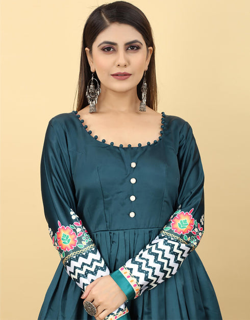 Blue Dianne Designer Party Wear Readymade Gown With Dupatta Back View