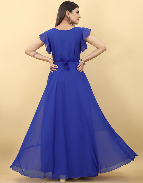 Blue Designer Party Wear Readymade Gown Salwar Kameez