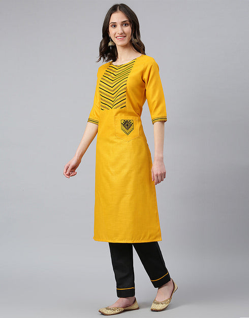 Ruby Cotton Silk Yellow Suit Suit Pant Bottom