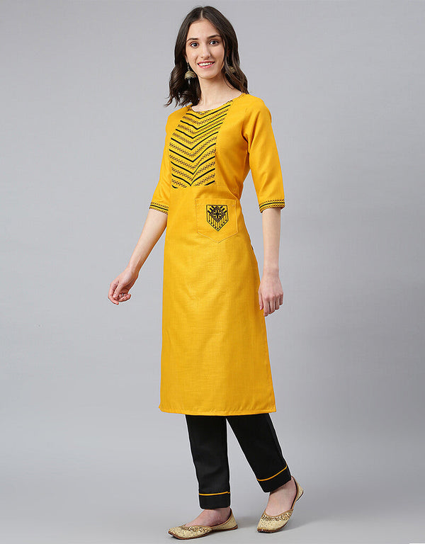 Ruby Cotton Silk Yellow Suit Suit Pant Bottom