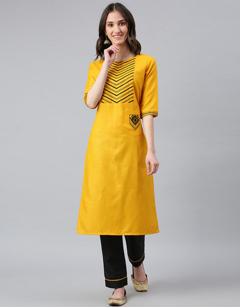 Ruby Cotton Silk Yellow Suit Suit Pant Bottom Back View