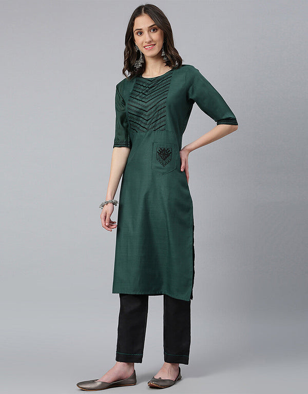 Ruby Cotton Silk Teal Green Suit Suit Pant Bottom