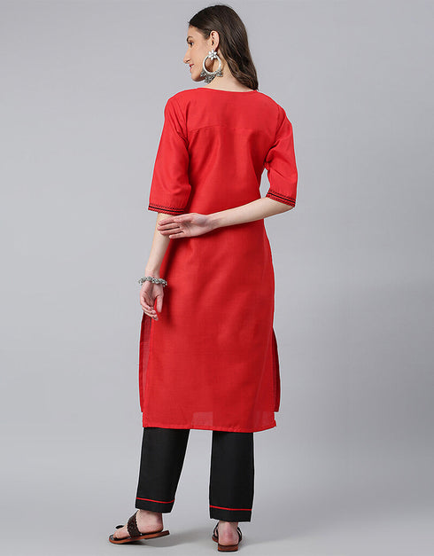 Ruby Cotton Silk Red Suit Suit Pant Bottom Salwar Kameez