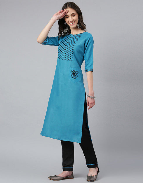 Ruby Cotton Silk Firozi Suit Suit Pant Bottom Closure View