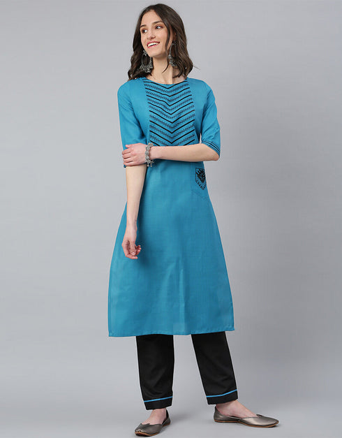 Ruby Cotton Silk Firozi Suit Suit Pant Bottom Back View