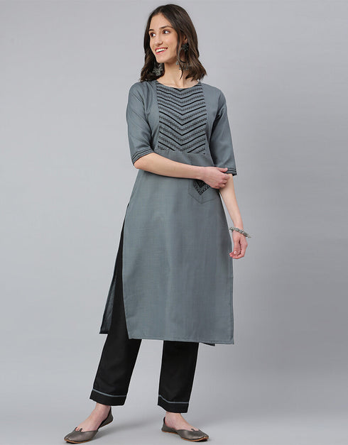 Ruby Cotton Silk Grey Suit Suit Pant Bottom