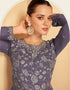 Purple Faux Georgette Lehenga Suit Closure View