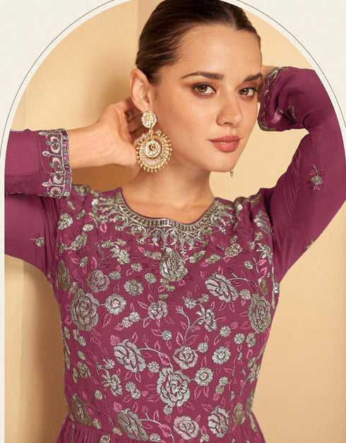 Pink Faux Georgette Lehenga Suit Closure View