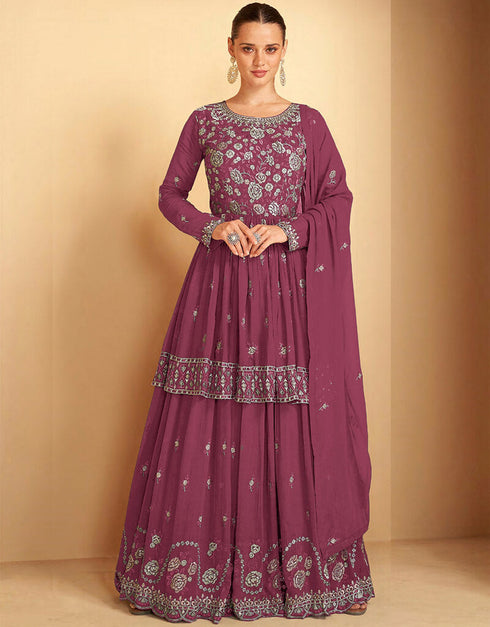 Pink Faux Georgette Lehenga Suit