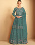 Green Faux Georgette Lehenga Suit