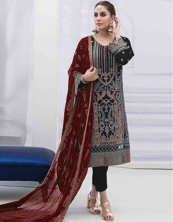 Black Faux Georgette Pant Straight