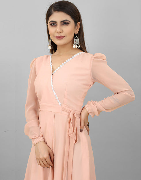Peach Trendy Designer Classy Readymade Tunic Closure View