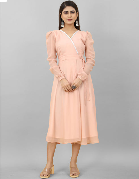 Peach Trendy Designer Classy Readymade Tunic Back View