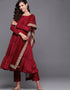Maroon Chinnon Pant Anarkali Closure View