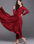Maroon Chinnon Pant Anarkali Back View