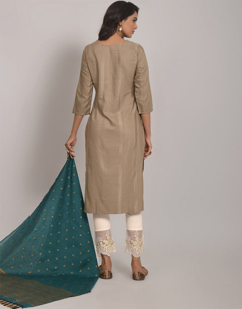 Chiku Brown Viscose Rayon Blend Pant Straight Salwar Kameez