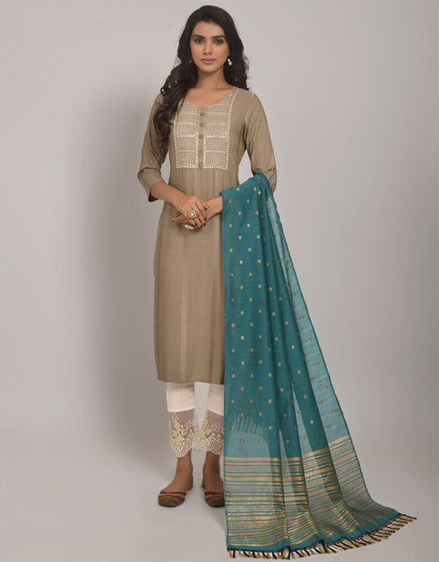 Chiku Brown Viscose Rayon Blend Pant Straight Back View