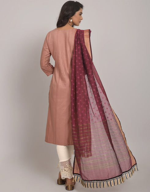 Peach Pink Viscose Rayon Blend Pant Straight Salwar Kameez