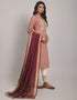 Peach Pink Viscose Rayon Blend Pant Straight Back View