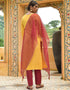 Yellow Muslin Cotton Pant Straight Salwar Kameez