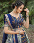 Multi Color Slub Cotton Lehenga Choli Closure View