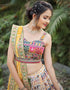 Multi Color Slub Cotton Lehenga Choli Closure View