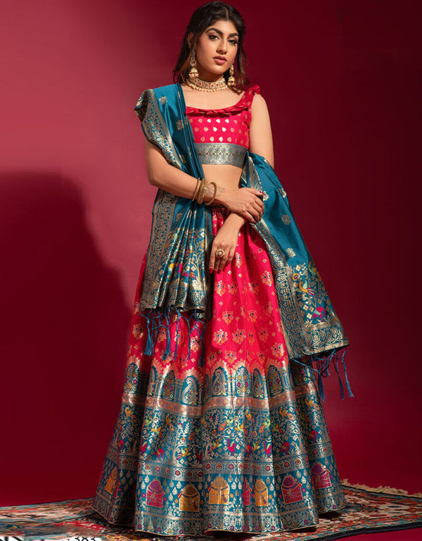 Rani Pink Banarasi Silk Lehenga Choli