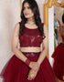 Maroon Magenta Heavy Net Lehenga Choli Closure View
