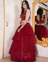 Maroon Magenta Heavy Net Lehenga Choli Back View