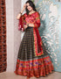 Multi Color Italian Silk Lehenga Choli Back View