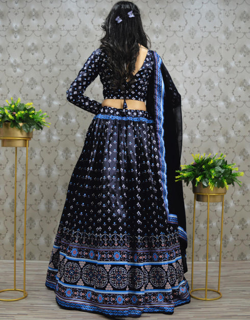 Montana Navy Blue Heavy Malay Silk Lehenga Choli Salwar Kameez