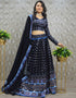 Montana Navy Blue Heavy Malay Silk Lehenga Choli