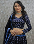 Montana Navy Blue Heavy Malay Silk Lehenga Choli Closure View