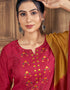 Ruby Pink Red Pure Viscose Pant Straight Closure View