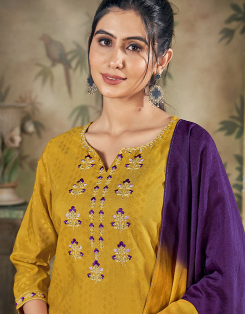 Mustard Yellow Pure Viscose Pant Straight Closure View