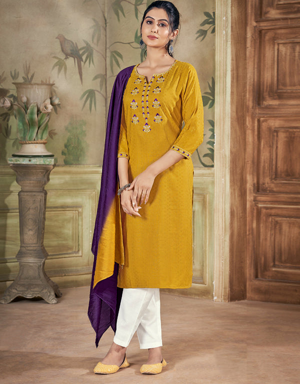 Mustard Yellow Pure Viscose Pant Straight