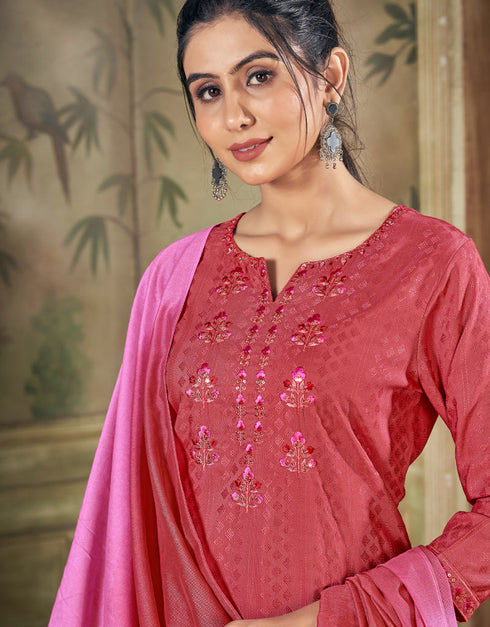 Rose Pink Pure Viscose Pant Straight Closure View