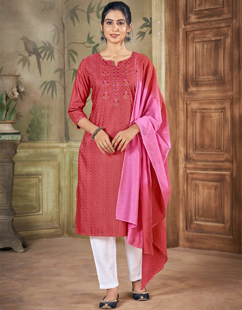 Rose Pink Pure Viscose Pant Straight