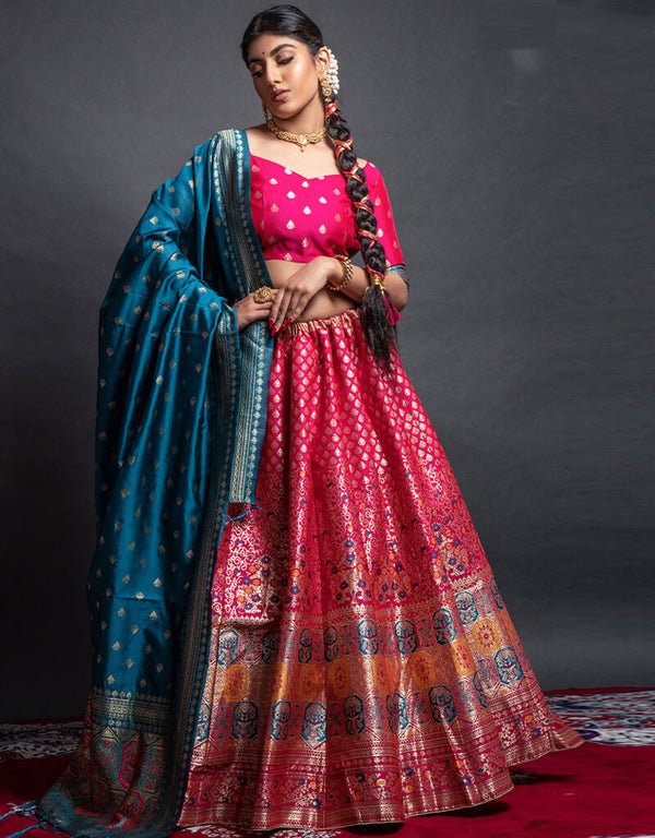 Rani Pink Banarasi Silk Lehenga Choli
