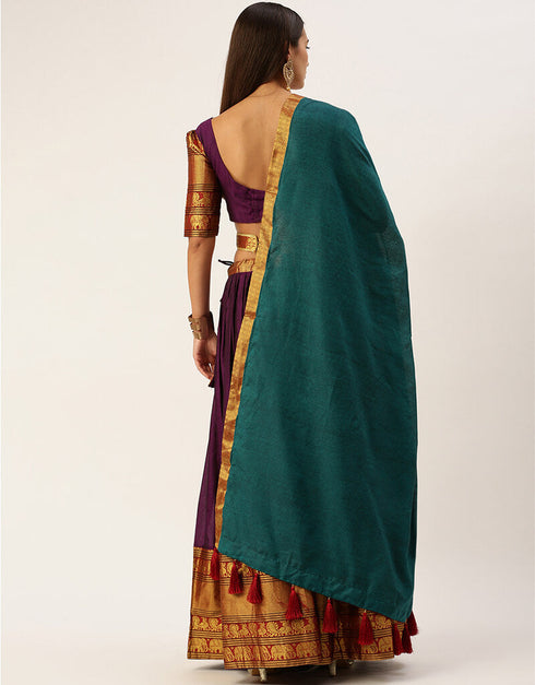 Magenta Purple Poly Silk Cotton Lehenga Choli Salwar Kameez